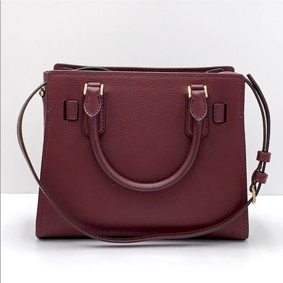 Michael Kors Hamilton Small Satchel Shoulder Crossbody Bag Dark Cherry color - Picture 4 of 16